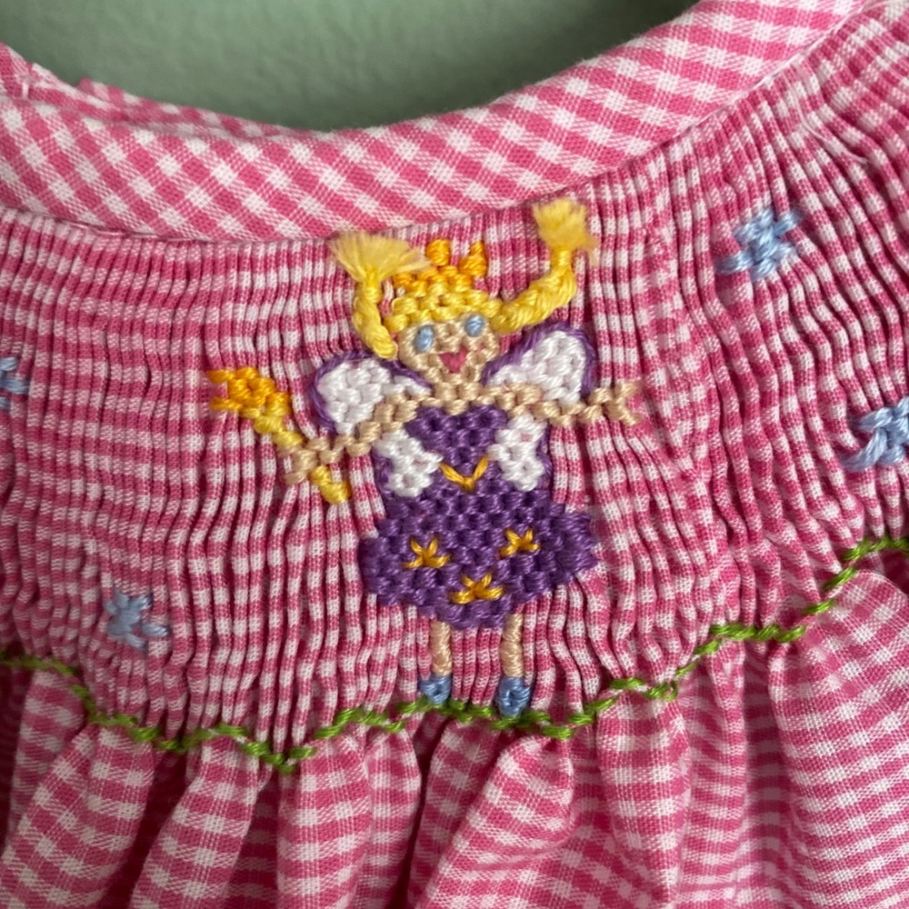 Smocked Giraffe 12 month girls smocked dress - Picture 4 of 7